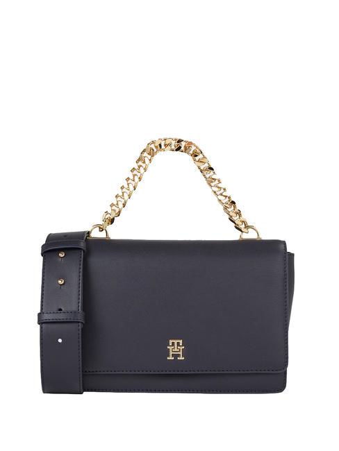 TOMMY HILFIGER TH REFINED MED Borsa media manico catena space blue - Borse Donna