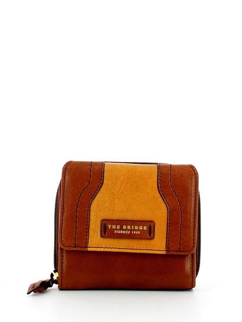 THE BRIDGE PIENZA Portafoglio Mini in pelle cognac bicolor abb. oro - Portafogli Donna