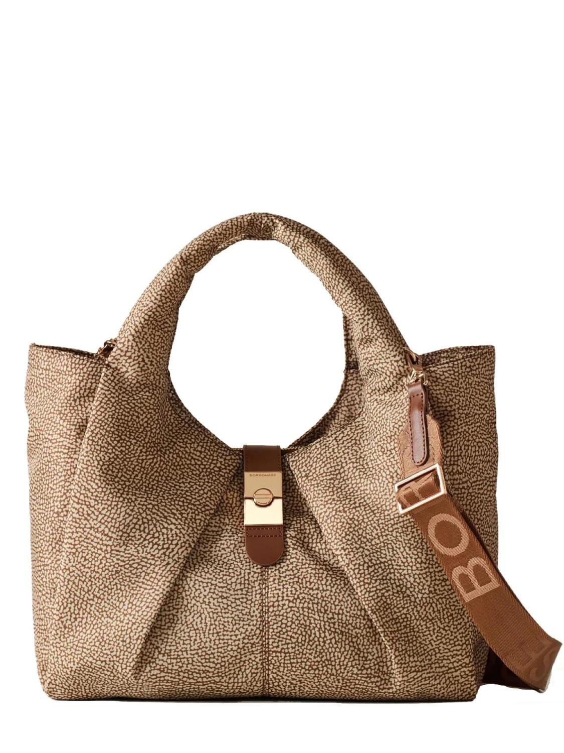 Borbonese Cortina Shopping Bag M Beige Brown Acquista A Prezzi