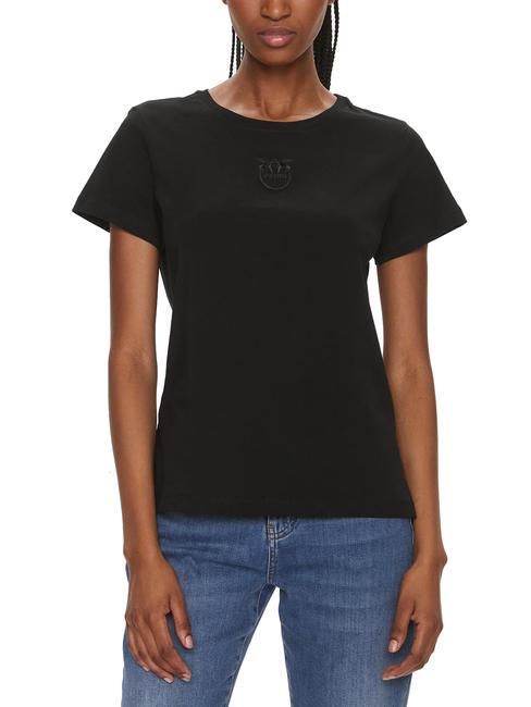 PINKO BUSSOLOTTO T-shirt ricamo love birds nero limousine - T-shirt e Top Donna