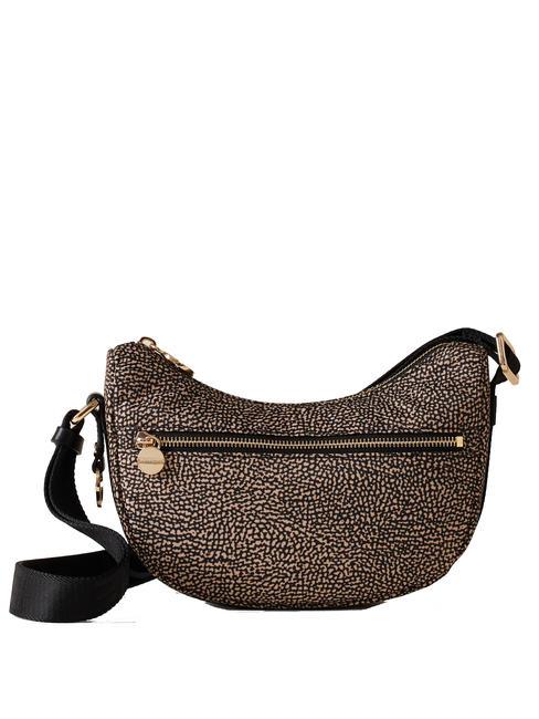 BORBONESE HOBO LUNA MINI ECO LINE Borsa sacca a tracolla OP/NATURALE/NERO - Borse Donna