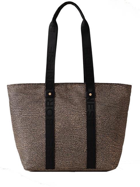 BORBONESE SHOPPER MEDIUM ECO LINE Borsa a spalla OP/NATURALE/NERO - Borse Donna