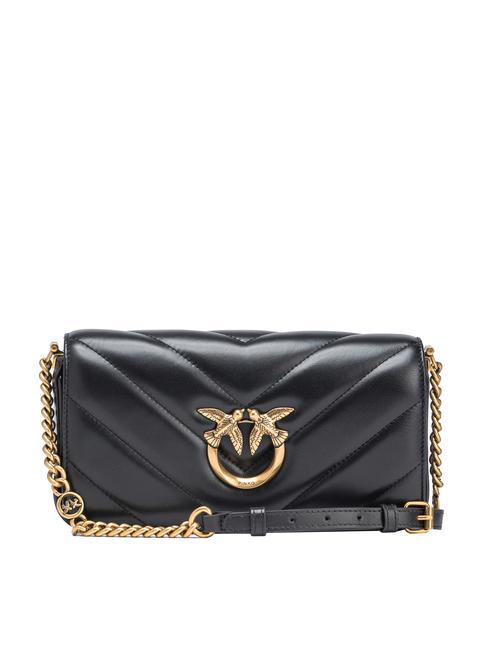 PINKO LOVE CLICK Borsa baguette mini in pelle nero-antique gold - Borse Donna