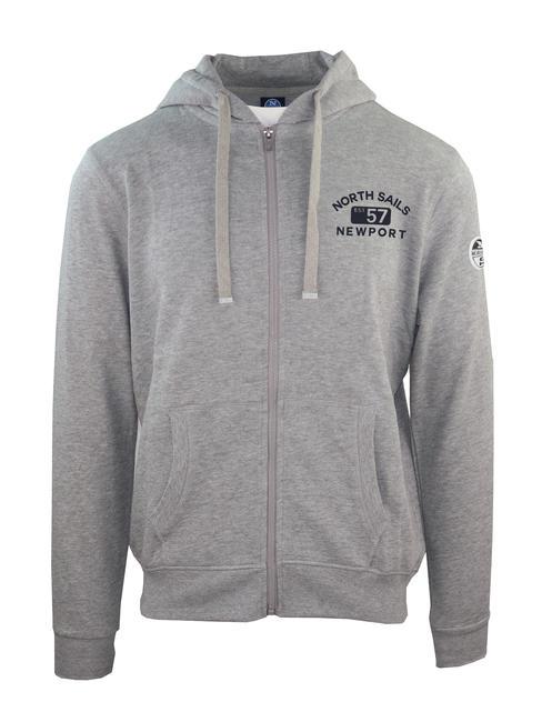 NORTH SAILS N|S NEWPORT EST Felpa full zip con cappuccio grigio - Felpe Uomo