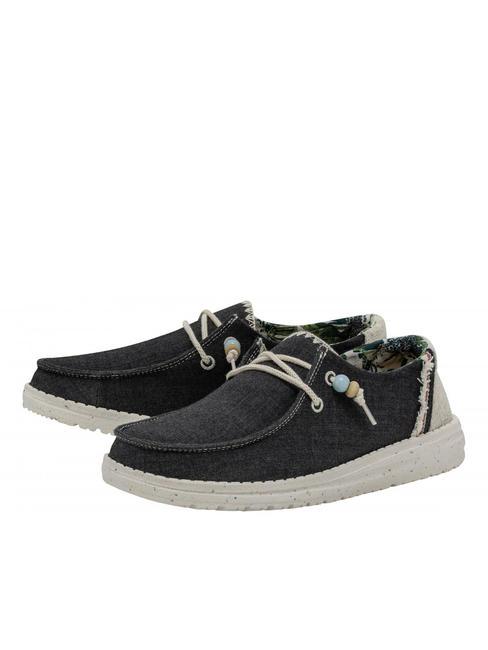 HEY DUDE WENDY FRINGE Scarpa frange easy-on in canvas carbon - Scarpe Donna