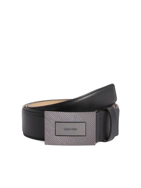 CALVIN KLEIN FORMAL PLAQUE Cintura in pelle ckblack - Cinture