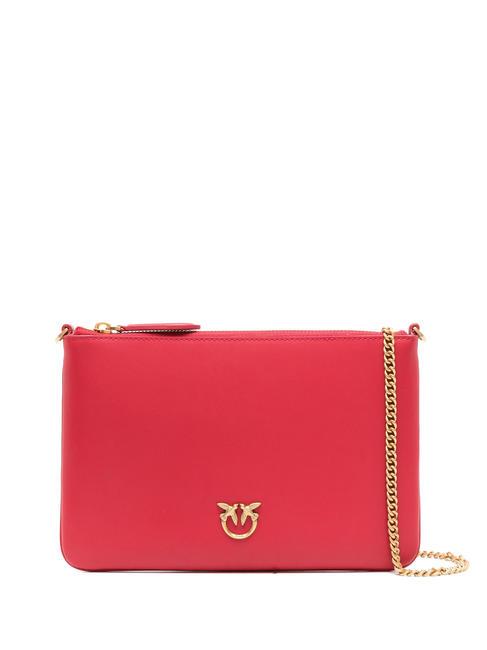 PINKO FLAT CLASSIC Pochette con tracolla catena rosso-antique gold - Borse Donna