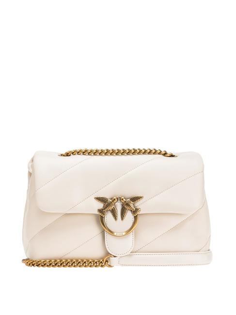 PINKO CLASSIC LOVE PUFF Borsa in pelle nappa bianco seta-antique gold - Borse Donna