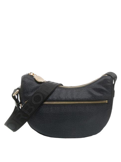 BORBONESE HOBO LUNA MINI ECO LINE Borsa sacca a tracolla dark black - Borse Donna