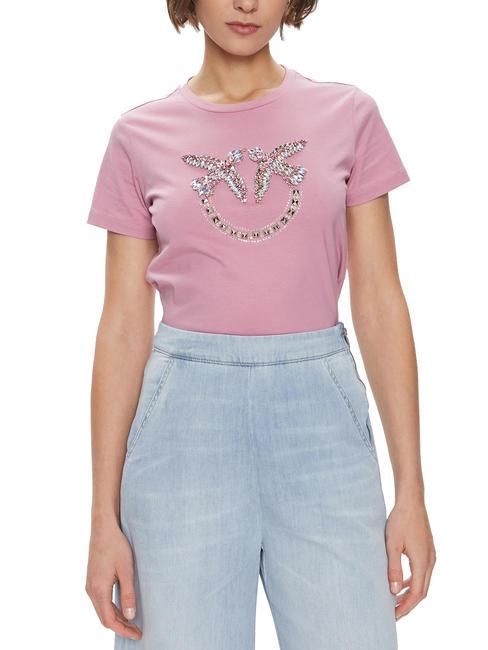 PINKO QUENTIN T-shirt con applicazione gioiello fumo orchidea - T-shirt e Top Donna