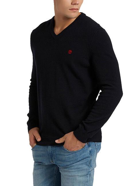 TIMBERLAND MERINO Maglione scolla a V in misto lana dark sapphire - Maglie Uomo