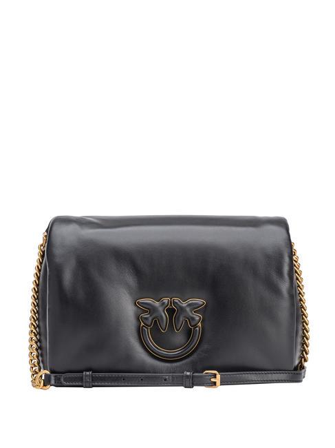 PINKO LOVE CLICK PUFF CLASSIC Borsa a tracolla in pelle nero limousine block color - Borse Donna