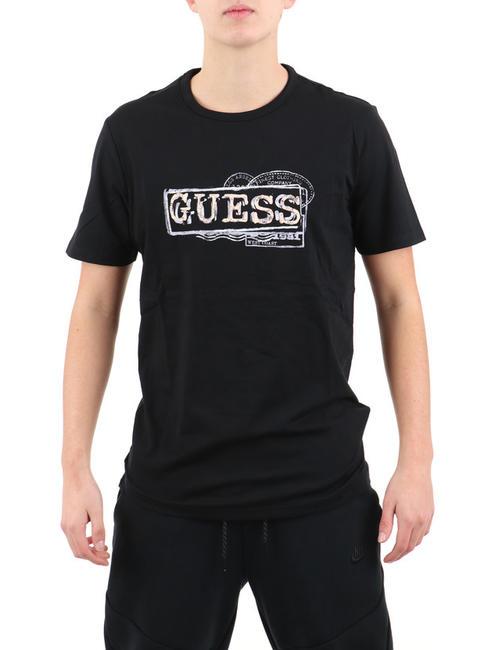 GUESS BOX T-shirt in cotone elasticizzato jetbla - T-shirt Uomo