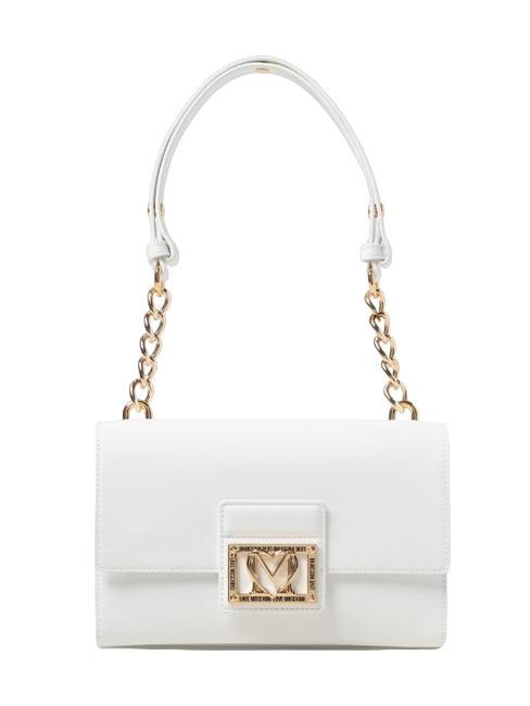 LOVE MOSCHINO LOGO PLAQUE CHAIN Borsa piccola a spalla con tracolla bianco - Borse Donna