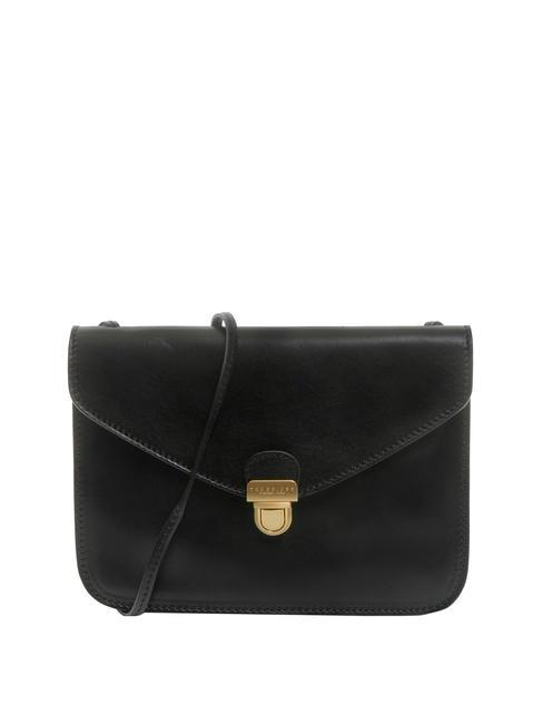 THE BRIDGE RUSTICI Borsa a tracolla piatta in pelle Nero Oro - Borse Donna