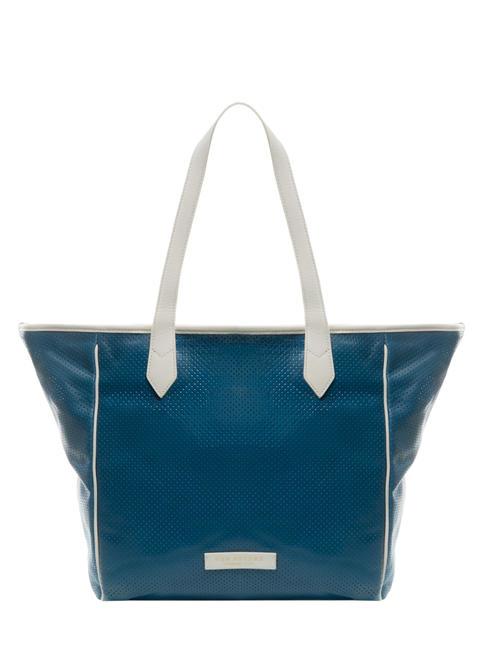 THE BRIDGE SHOPPER Borsa in pelle microforata blu abb. oro - Borse Donna