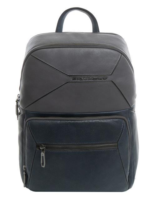 PIQUADRO RHINO Zaino porta PC 13,3", in pelle grigio/blu - Zaini