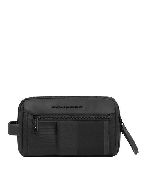 PIQUADRO STEVE Beauty case in pelle e tessuto Nero - Beauty Case