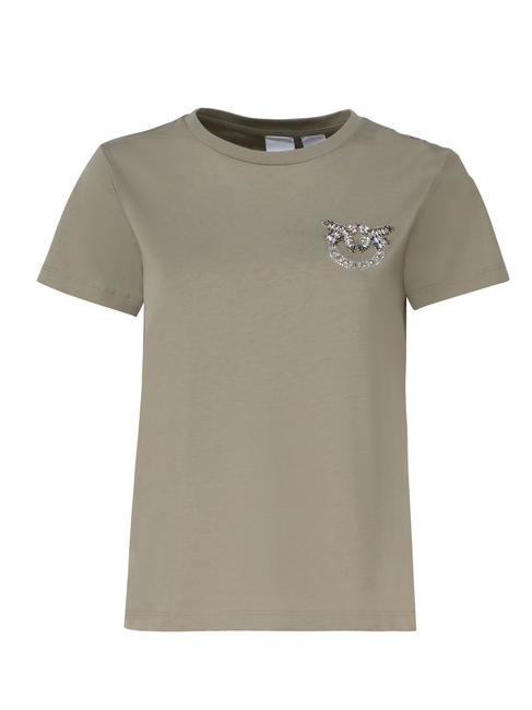 PINKO NAMBRONE T-shirt con applicazione gioiello verde vertiver - T-shirt e Top Donna