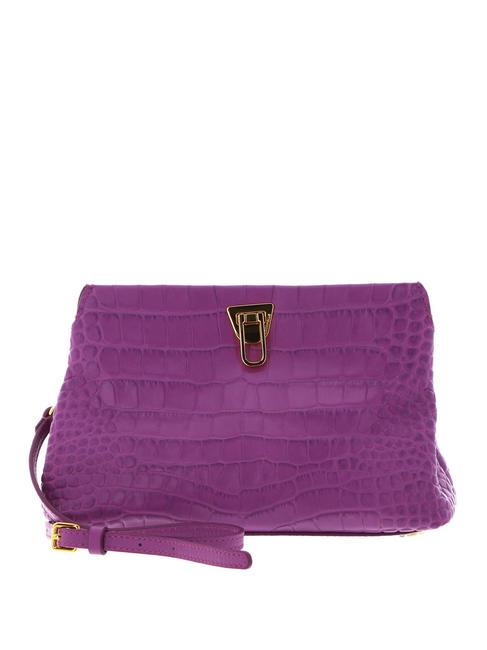 COCCINELLE BEAT CLUTCH CROCO Pochette pelle stampata dahlia - Borse Donna