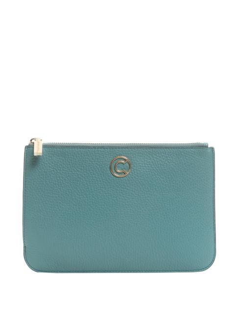 COCCINELLE TULIP Pochette busta pelle martellata aqua - Borse Donna