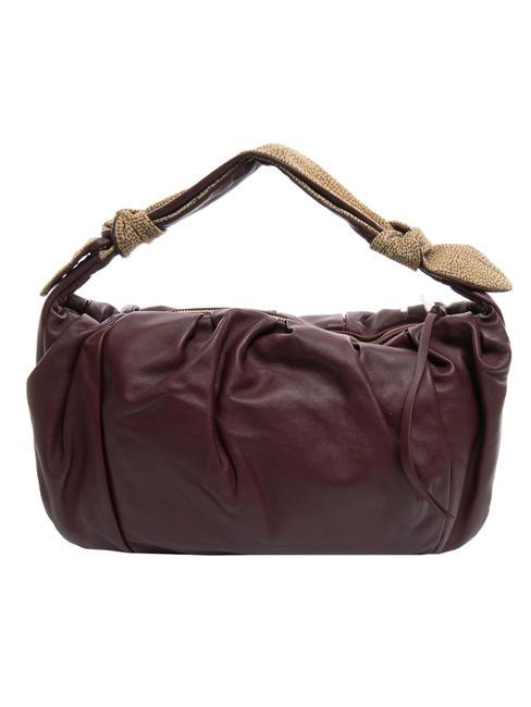 BORBONESE DUNA  Borsa a spalla, in pelle bordeaux/op naturale - Borse Donna