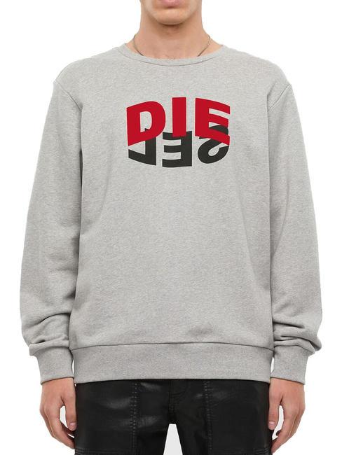 DIESEL S-GIRK Felpa girocollo in cotone grey - Felpe Uomo