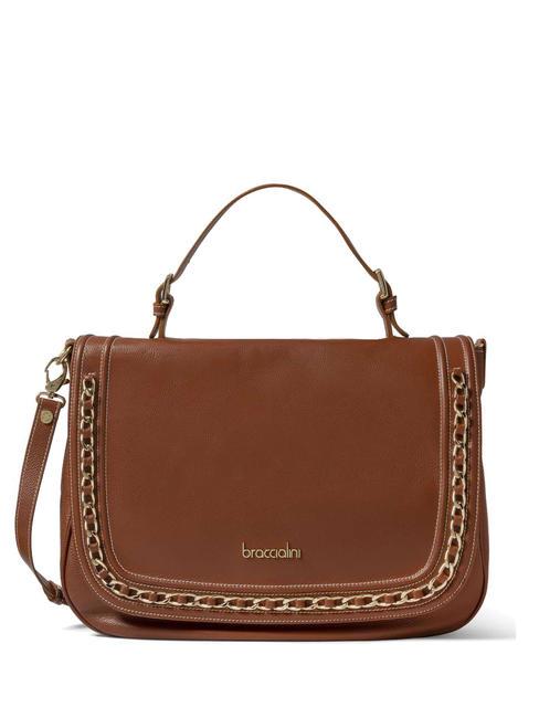 BRACCIALINI NORA Borsa cartelletta in pelle marrone - Borse Donna