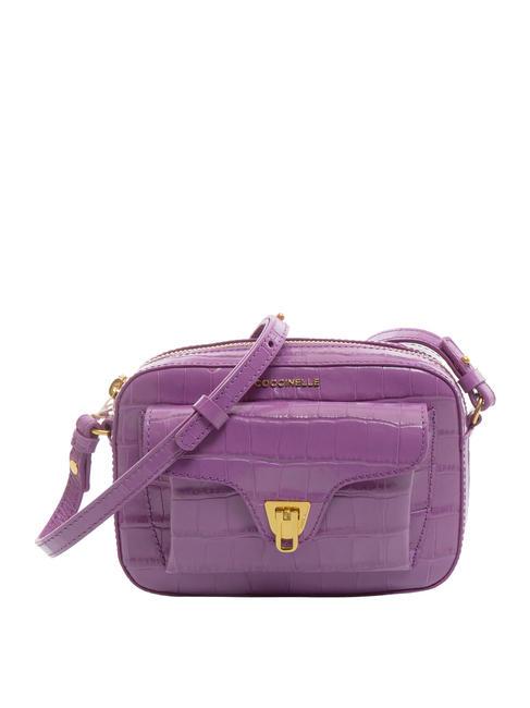 COCCINELLE BEAT CROCO SHINY SOFT Borsa tracolla in pelle stampata dahlia - Borse Donna