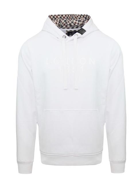 AQUASCUTUM BOLD LONDON 1851 Felpa in cotone con cappuccio white - Felpe Uomo