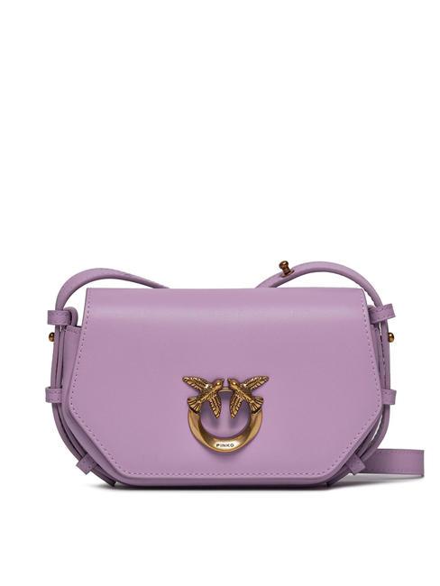 PINKO LOVE EXAGON Borsa in pelle con tracolla tulipano viola-antque gold - Borse Donna