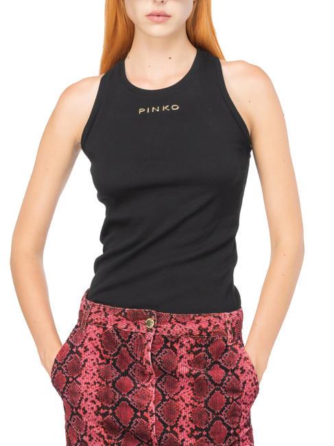 PINKO DISTINTO Canotta top a costine nero limousine - T-shirt e Top Donna