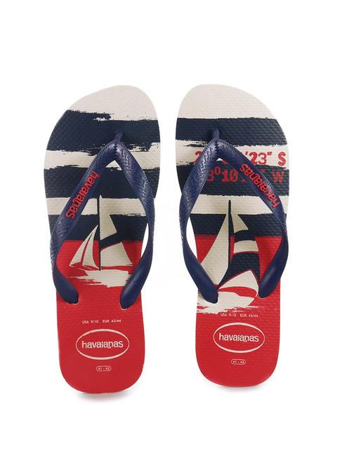 HAVAIANAS TOP NAUTICAL Infradito beige straw/navy blue/ruby red - Scarpe Uomo