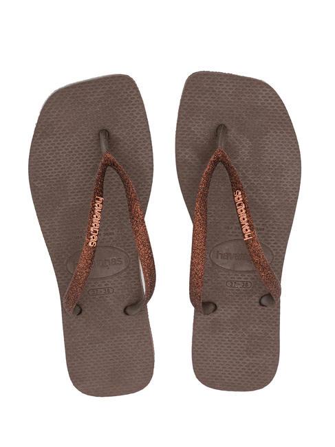 HAVAIANAS SQUARE GLITTER Sandali infradito darkbro - Scarpe Donna