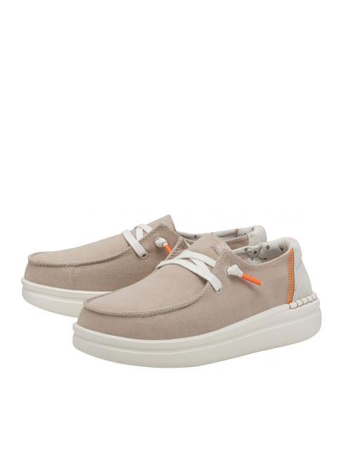 HEY DUDE WENDY RISE Scarpa mocassino easy-on in misto lino chambray sandshell - Scarpe Donna