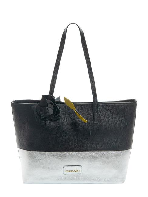 BRACCIALINI SARA Borsa shopping in pelle nero/argento - Borse Donna