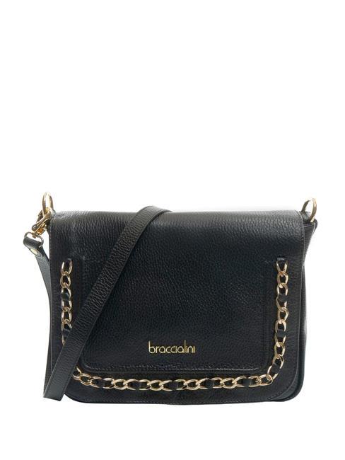 BRACCIALINI NORA Borsa a tracolla in pelle con flap nero - Borse Donna