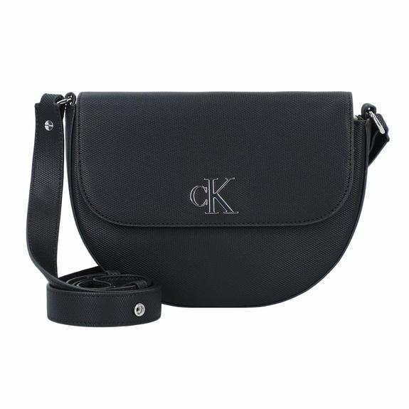 CALVIN KLEIN MINIMAL MONOGRAM Saddle bag a tracolla pvh black - Borse Donna