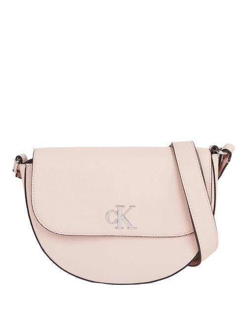 CALVIN KLEIN MINIMAL MONOGRAM Saddle bag a tracolla pale conch shell - Borse Donna