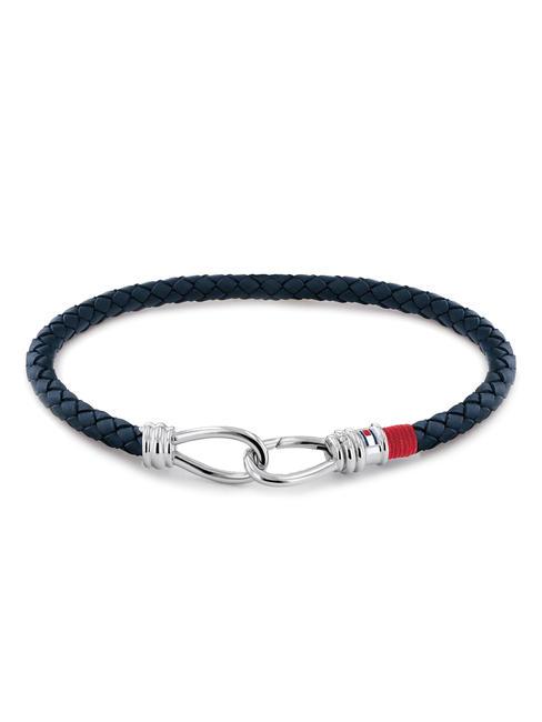 TOMMY HILFIGER DOUBLE HOOK Braccialetto in pelle intrecciata blue - Bracciali Uomo