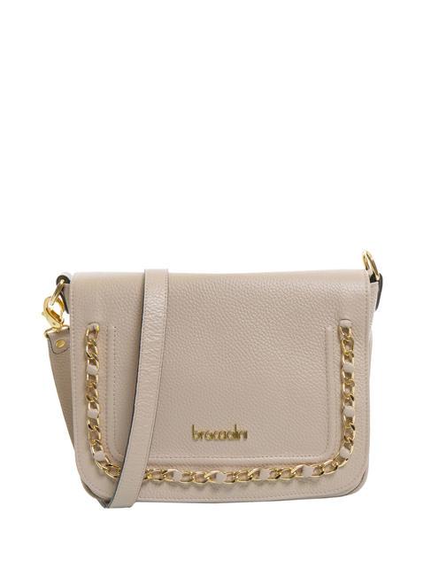 BRACCIALINI NORA Borsa a tracolla in pelle con flap cipria - Borse Donna