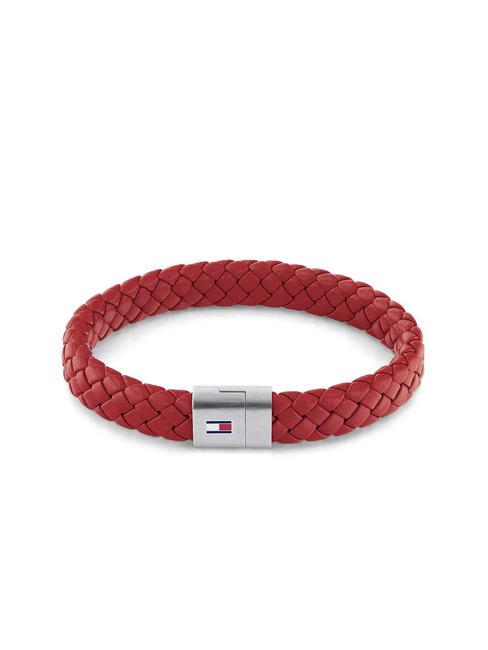 TOMMY HILFIGER ROUND BRAIDED Braccialetto in pelle intrecciata rouge - Bracciali Uomo