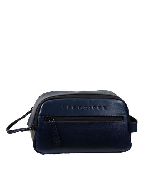 THE BRIDGE DAMIANO Beauty pochette in pelle deep ocean abb. rutenio scuro opaco - Beauty Case