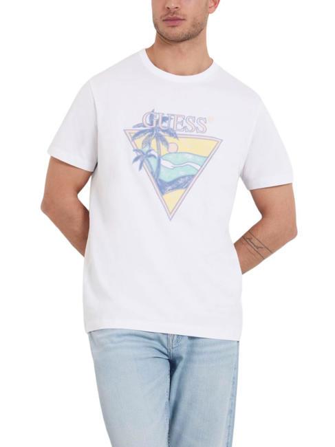 GUESS SUMMER TRIANGLE T-shirt in cotone purwhite - T-shirt Uomo