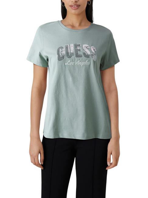 GUESS SEQUINS T-shirt in cotone malibu sage - T-shirt e Top Donna