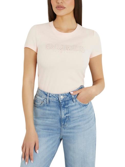 GUESS SANGALLO T-shirt in cotone stretch wanna be pink - T-shirt e Top Donna