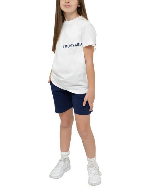 TRUSSARDI PANELLA Set t-shirt e bermuda in cotone white/ind. - Tute bambini