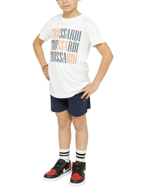 TRUSSARDI ROJI Set t-shirt e bermuda in cotone white/ind. - Tute bambini