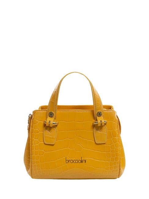 BRACCIALINI ZOE Borsa a mano in pelle stampa cocco giallo - Borse Donna