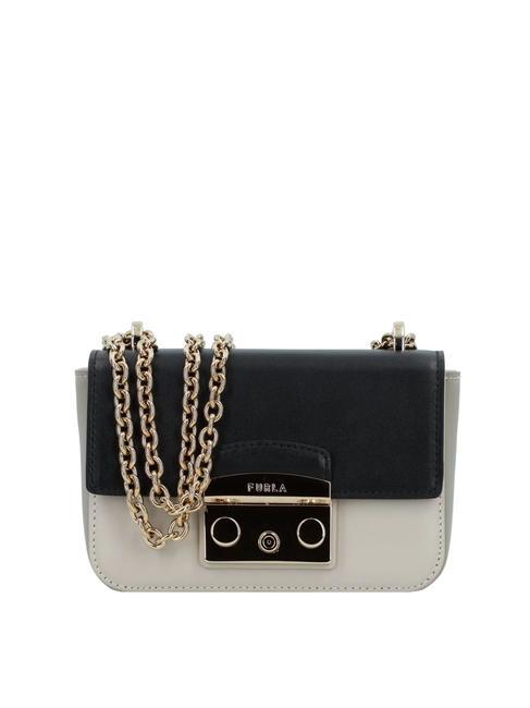 FURLA METROPOLIS Borsa mini in pelle tracolla catena nero+perla e+marmo c - Borse Donna